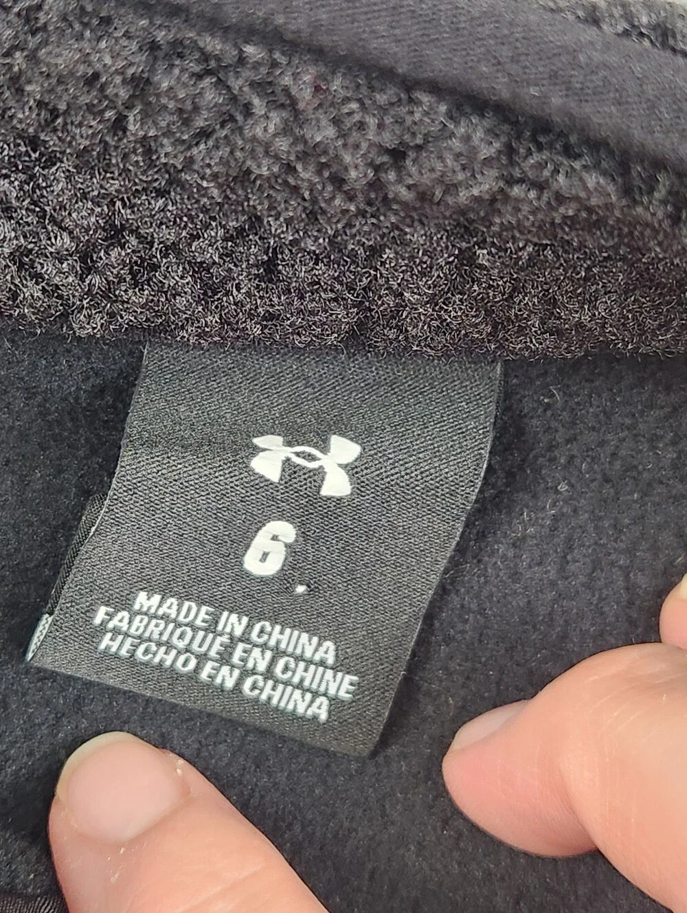 Under Armour Kids Sherpa Quarter-Snap Pullover Sz:6 NWOT Black Teddy Pockets